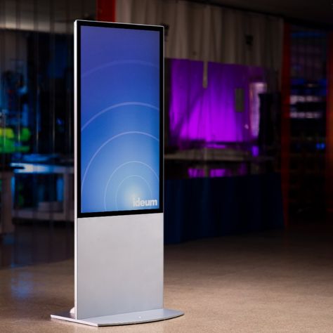 The Ideum Portrait kiosk is an all-in-one multitouch and motion-based interactive kiosk with a 55" 4K Ultra HD display. The Portrait has a patented design and uses the best available commercial components from 3M, LG, Intel, and NVIDIA. This unique model is perfect for touch or touchless interactive experiences. Interactive Screen, Acoustics Design, Interactive Kiosk, Multimedia Technology, Interactive Kiosks, Line Man, Interactive Touch Screen, Legoland Windsor, Vertical Video