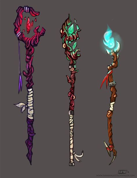 Fantasy Staff Design, Magic Staff Concept Art, Magic Staff Ideas, Staff Design Ideas, Shaman Character Design, Scepter Design, Staff Drawing, Dnd Staff, Shaman Staff