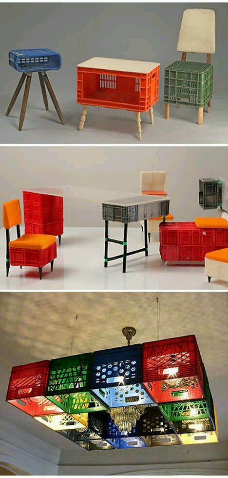 Milk Crate Furniture, Katt Diy, Deck Furniture Layout, Crate Diy, Plastic Crates, Milk Crate, Milk Crates, Crate Furniture, בר מצווה