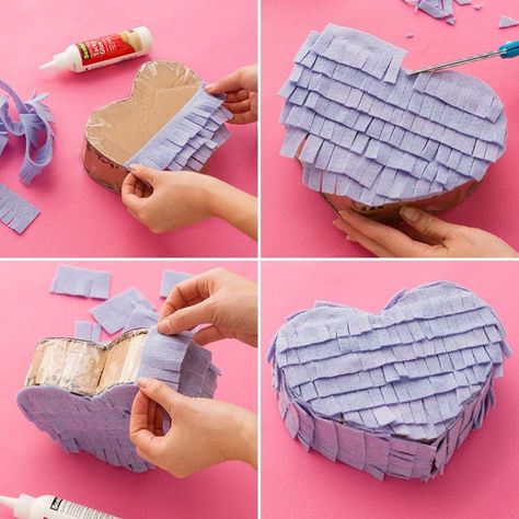 Make These Conversation Heart Piñata Care Packages for Your BFFs Heart Piñata, Diy Care Package, Pinata Diy, Mini Pinatas, Piñata Ideas, Diy Pinata, Conversation Heart, Valentine's Card, Converse With Heart