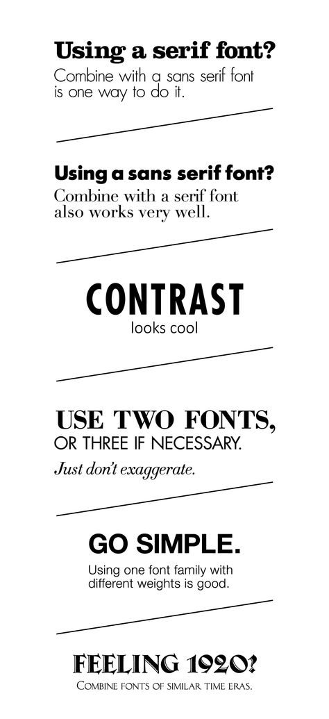 Simple Rules for Combining Fonts  (cr : gregorkaurindesign.com) Combining Fonts, Typography Rules, Business Fonts, Font Pairings, Design Theory, Font Combinations, Design Rules, Learning Graphic Design, Font Pairing