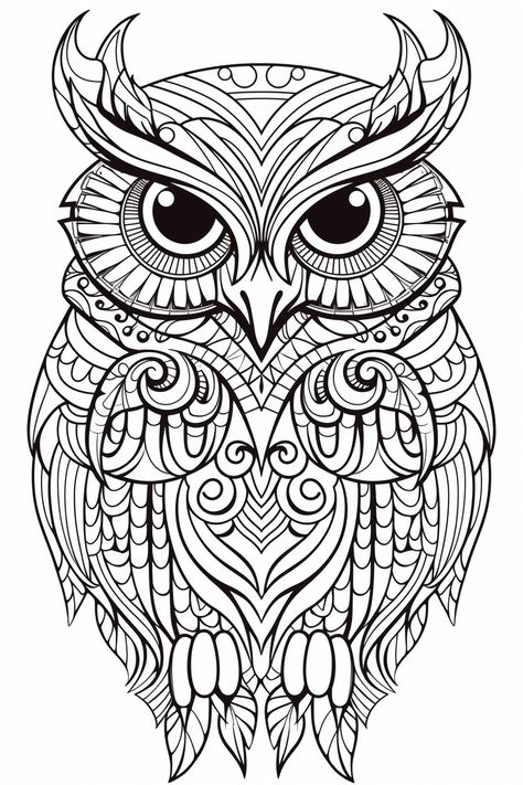 Owl Coloring Page, Owl Mandala, Owl Tattoo Drawings, Cute Owl Tattoo, Owl Coloring, Owl Coloring Pages, Doodle Art Flowers, Intricate Mandala, Clever Tattoos