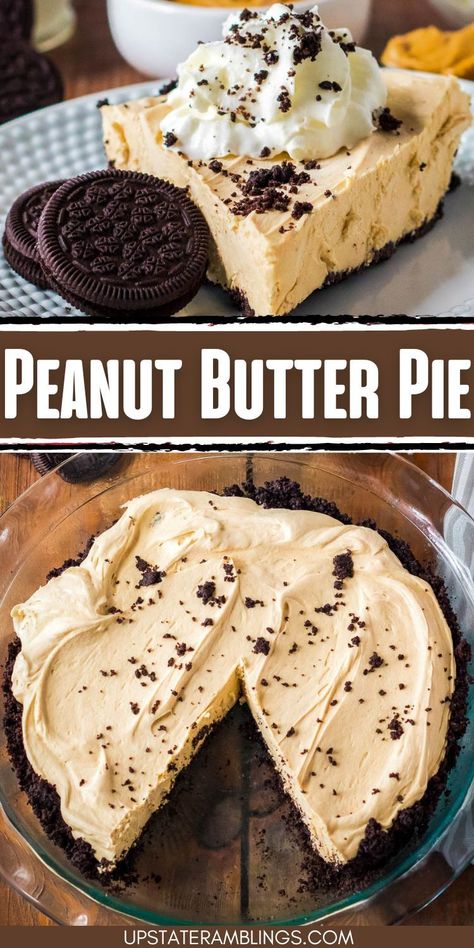 Peanut Butter Pie 3 Ingredient Pie Recipes, Super Easy Pie Recipes, Peanut Butter Pie Bites, Chocolate Pudding Peanut Butter Pie, Buckeye Pie No Bake, Peanut Butter Pie With Pudding, Easy Peanut Butter Pie Recipe, Peanut Butter Cool Whip Pie, Easy Pudding Pie Recipes