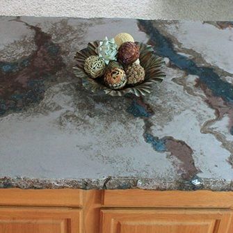 15 Concrete Countertops We Think Are Really Cool | Family Handyman Creative Countertop Ideas, Colored Concrete Countertops, Poured Concrete Counters, Stained Concrete Countertops, Cement Countertops, Concrete Island, Green Countertops, Concrete Counters, Copper House