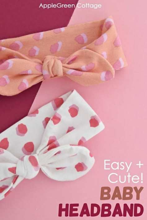 Diy Infant Headwrap, Baby Bow Headband Pattern, Material Bows Diy How To Make, Diy Newborn Bows, Diy Baby Hair Bows Head Bands, Headband Tutorial Diy, How To Sew A Headband, Headband Pattern Sewing, Baby Girl Sewing Projects