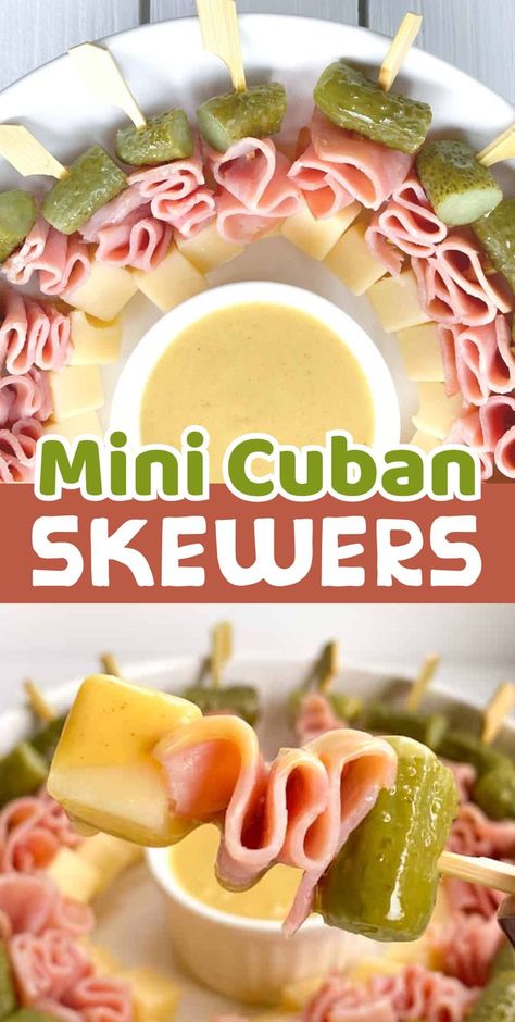 A super easy make-ahead appetizer for any party or family gathering! No baking and no skills required to make this yummy cold finger food. This skewered version of a Cubano sandwich is a fun way to get all the same flavors without the guilt. They are gluten free, keto friendly and so delicious. If you're looking for simple party food ideas, these fun little kabobs are the way to go! Simple Party Food Ideas, Easy Skewer Appetizers, Sandwich Skewers, Easy Cold Finger Foods, The Lazy Dish, Snacks For A Crowd, Finger Foods For Parties, Cold Party Appetizers, Finger Appetizers