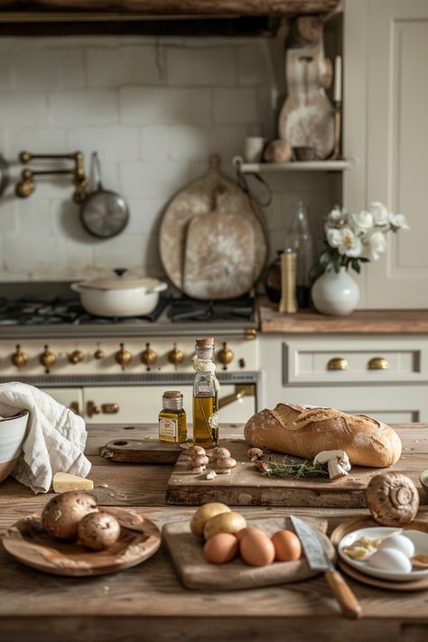 Bring the essence of French cuisine into your kitchen with these staple ingredients! 🧀🥔🍳 Discover how these common French ingredients can transform your everyday cooking into a masterpiece. Elevate your dishes and bring France to your table. Bon appétit! 🇫🇷 #FrenchCuisine #Cooking #BonAppetit #HomeCooking #Gourmet 🍽️✨ Old French Kitchen, Vintage Cooking Aesthetic, French Kitchens In France, Home Cooking Aesthetic, French Kitchen Garden, Rustic French Kitchen, Cooking In Kitchen, French Lunch, French Kitchen Design