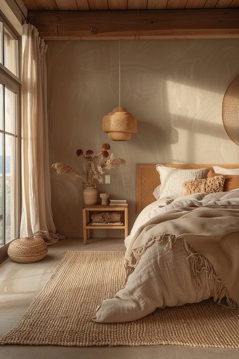 29 Scandi Boho Bedroom Inspirations to Create Your Dream Sanctuary 11 #HomeIdeas #into #Oasis #Apartment #Embracing #HomeDecorating #Garden #Transforming #an #Your #Eclectic #Outdoor #Charm #Eclectic Earthy Tone Room Aesthetic, Natural Linen Bed Styling, Bedroom Inspirations Earthy Tones, Wooden Aesthetic Bedroom, Bedroom Nature Aesthetic, Earthy Simple Bedroom, Bedroom Inspirations Earth Tones, Earthy Bedroom Earth Tones, Natural Color Bedroom Ideas