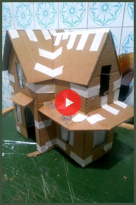 Cardboard Miniature House, Carton House, Miniature Fairy House, Cardboard Box Houses, Cardboard Dollhouse, Fairy House Crafts, Cardboard Crafts Diy, Fairy House Diy, Fairy Garden Crafts