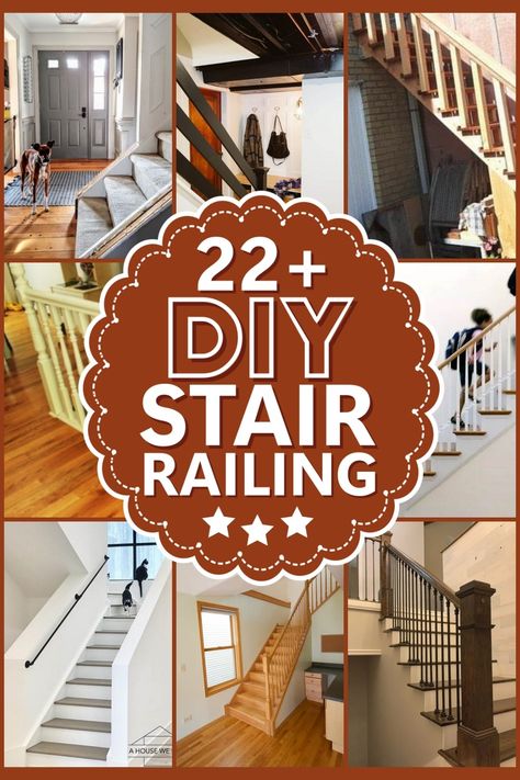 Learn how to build your homemade Stair Railing, perfect for handmade design lovers, with these 23 Fun DIY Stair Railing Projects, including complete guidance and the ablest experts' instructions. Creative Railing Ideas, Creative Stair Railings, How To Build A Stair Railing, Indoor Railings For Stairs Diy, Interior Stair Railing Ideas Wood, Diy Loft Railing Cheap, Indoor Handrails For Stairs, Stairway Handrail Ideas, Diy Stairs Railing