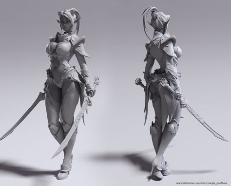 Lineage II dark elf Blade dancer by Maria Panfilova | Fantasy | 3D | CGSociety Lineage 2, 3d Karakter, Digital Sculpting, Digital Sculpture, 3d Figures, Arte Robot, Dark Elf, 3d Modelling, Female Character