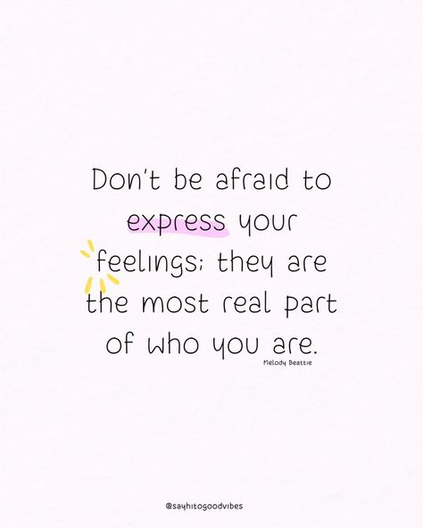 Expressing your feelings is a sign of strength and authenticity. Embrace your emotions and let your true self shine. 🌟🗣️ 📘 Quote from "The Language of Letting Go" by Melody Beattie. #ExpressYourself #Authenticity #EmotionalHealth #PersonalGrowth #Inspiration #Motivation #SelfAcceptance #PositiveThinking #MentalHealth #SelfLove #Empowerment Express Emotions Quotes, Motivational Quotes For Letting Go, Quotes About Expressing Your Feelings, Expressing Emotions Quotes, Feeling Emotions Quotes, Express Feelings Quotes, Express Yourself Quotes, Express Your Feelings Quotes, Authentic Self Quotes