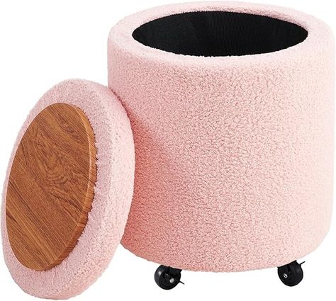 Amazon.com: Cpintltr Storage Ottoman Foot Rest Round Footstool Velvet Footrest Multifunctional Rolling Stool Coffee Table Ottoman with Wheels Vanity Stool for Makeup Room Living Room Bedroom (Black(Faux Leather)) : Home & Kitchen Puff Stool, Stool Coffee Table, Gold Ottoman, Stool With Wheels, Leather Ottomans, Store Blankets, Bed Stool, Coffee Table Ottoman, Round Footstool