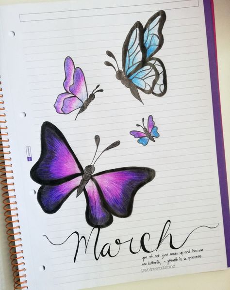 Butterfly Cover Page Design, Butterfly Border Design Aesthetic, Butterfly Front Page Design, Butterfly Border Designs For Projects, Front Page Drawing, Butterfly Bujo, Butterfly Border Design, Butterfly Border, Boarders Designs For Projects