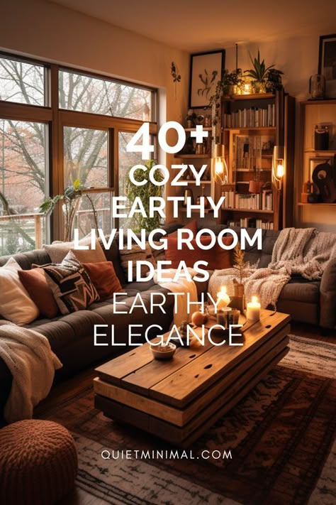 Discover earthy elegance with these 40+ cozy living room ideas. Dive into a world of muted tones, natural materials, and greenery, and create a space that exudes warmth and sophistication. #EarthyLivingRooms #CozyInteriors #HomeDecor Greenery Living Room Ideas, Earthy Natural Living Room, Earthy Living Room Earth Tones, Earthy Decor Living Room, Warm Neutral Living Room Earth Tones, Minimal Cozy Living Room, Earthy Living Rooms, Living Room Earth Tones, Cozy Earthy Living Room