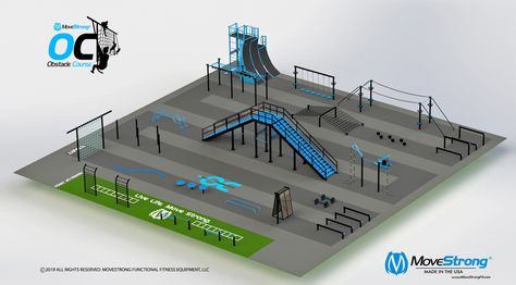 MoveStrong Obstacle Course Equipment Design Flow and Layout Indoor Games For Youth, Youth Games Indoor, Outdoor Obstacle Course, Indoor Obstacle Course, Ninja Warrior Gym, Games For Youth, Commercial Gym Design, Obstacle Course Training, Backyard Obstacle Course