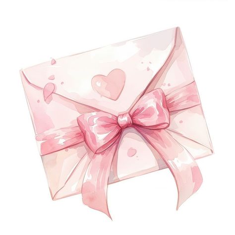 Coquette Envelope, Pink Love Letter, Coquette Background, Gift Wallpaper, Pink Layout, Wallpapers Rosa, Letter Drawing, Pink Chandelier, Fairy Stickers