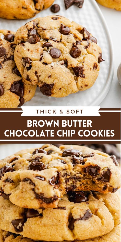 Giant Cookies, Easy Homemade Cookies, Novice Chef, Brown Butter Chocolate Chip, Brown Butter Cookies, Brown Butter Chocolate Chip Cookies, Make Chocolate Chip Cookies, Frozen Cookie Dough, Cookies Brownies