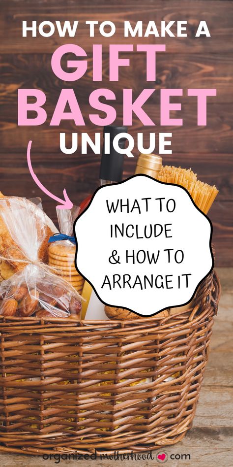 how to make a gift basket unique Bread And Jelly Gift Basket, Good Gift Basket Ideas, Sweets Basket Gift Ideas, Small Gift Baskets Ideas, Making Gift Baskets Ideas, Creating Gift Baskets, Things To Use As A Gift Basket, Basket Alternatives For Gifts, Bagel Gift Basket Ideas