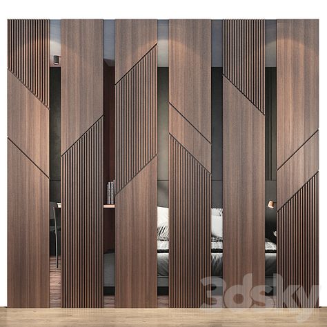 Wood Panel Design Wall, Wooden Wall With Mirror, Panel Wall Living Room Modern, Modern Office Back Wall Design, Wall Panelling With Mirror, Decorative Wooden Wall Panels, Decorative Wall Paneling, Wooden Wall Design Living Rooms, Cladding Designs Interior