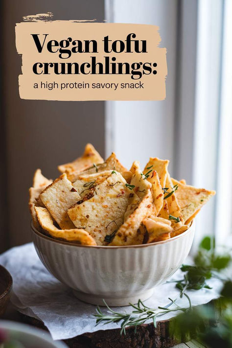 Looking for a savory, high-protein vegan snack? Try Vegan Tofu Crunchling! Crispy, flavorful, and packed with plant-based protein, these crunchy bites are perfect for satisfying your snack cravings while fueling your body. #VeganTofu #HighProteinSnacks #TofuChips High Protein Savory Snacks, High Protein Snacks Vegan Gluten Free, Extra Crispy Tofu, Tofu Crunchy, Vegetarian Complete Protein, High Protein Vegan Snacks, Vegan Protein Options, Vegan High Protein, Plant Based Snacks