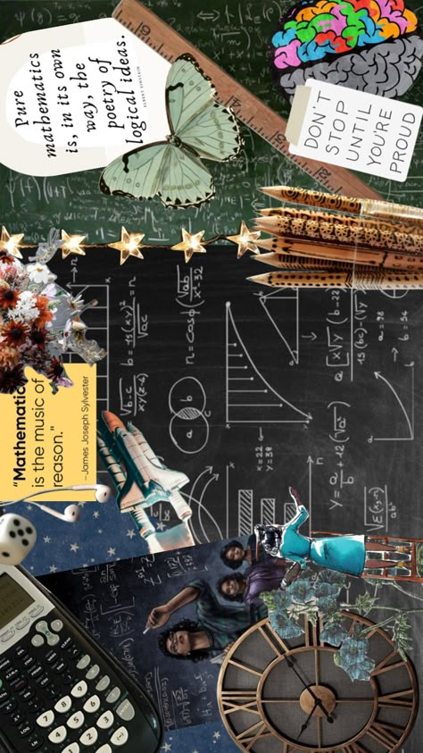 Notion Cover Aesthetic Math, Mathematics Scrapbook Design, Math Aesthetic Collage, Math Collage Art, Math Scrapbook Design, Mathematics Aesthetic Background, Mathematics Design Math Art, Math Scrapbook Ideas, Math Design Aesthetic