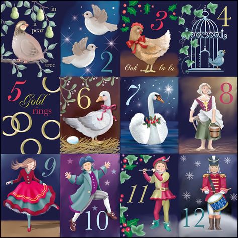 12 days of christmas - Google Search 12 Days Of Xmas, Charity Christmas Cards, Christmas Reading, Christmas Illustrations, Diy Ornaments, Christmas Graphics, Twelve Days Of Christmas, Christmas Drawing, Christmas Illustration