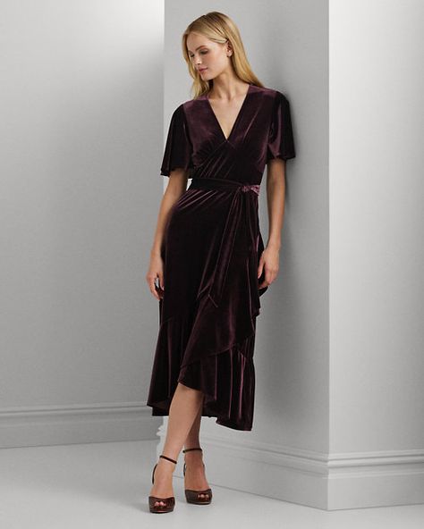 Belted Velvet Flutter-Sleeve Dress Cocktail Wedding Attire, Prairie Wedding, Fall Cocktail, Timeless Glamour, Cocktail Wedding, Dresses Royal, Cute As A Button, Fall Inspo, Soft Autumn