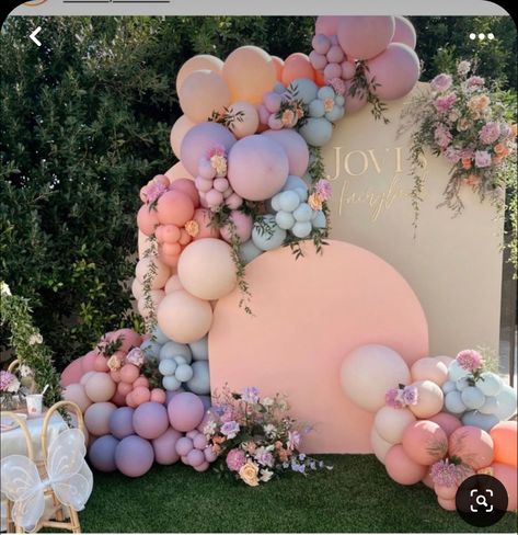 Pastel Floral Balloon Garland, Fairy Theme Balloon Decoration, Pastel Bridal Shower Backdrop, Fairy Garden Birthday Backdrop, Diy Tea Party Backdrop, Fairy 1st Birthday Balloon Garland, Enchanted Fairy Garden Party Balloons, Fairy Garland Balloon, Bridgerton Party Balloons