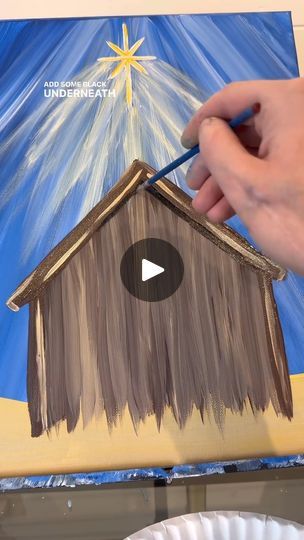 14K views · 200 reactions | [clip] Painting the stable in the nativity! 🎨 #easypainting #acrylicpainting #beginnerfriendly #nativityscene | Emily Seilhamer Art | Emily Seilhamer Art · Original audio Light Yellow Paint, Painted Wooden Ornaments, Nativity Ideas, Nativity Painting, Diy Nativity, Christmas Canvas Art, Glass Painting Designs, Star Painting, Christmas Card Art