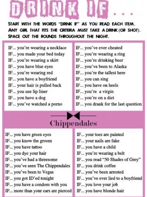 Fun Dares For Kids Drinking Game Questions, Games Questions, Drunk Games, Hen Night Ideas, Games For Parties, Drinking Games For Parties, Fun Drinking Games, Drink If, Hen Party Games