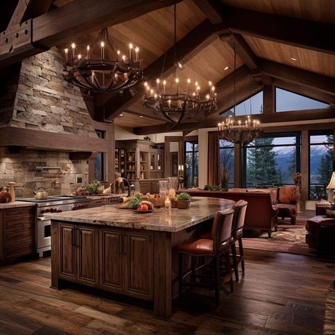 Inviting Kitchen, Log Cabin Interior, Barn House Design, Barn Style House Plans, Modern Rustic Homes, Dream Life House, Cabin Kitchens, Barn Style House, Tiny House Cabin