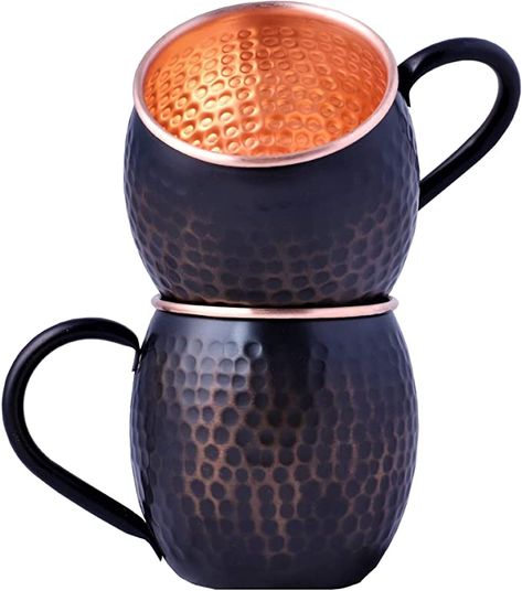 AmazonSmile: Staglife 16 Oz Rustic Black Moscow Mule Copper Mugs, Genuine Copper Cups for Moscow Mules Real Copper Mugs & Cups, 100% Pure Handcrafted Solid Copper Mug Cup Hammered Finish Gift Set of 2 Large size : Home & Kitchen Copper Mule Mugs, Drinking Gifts, Mule Mugs, Moscow Mules, Copper Mug, Water Gift, Copper Moscow Mule Mugs, Copper Cups, Copper Gifts