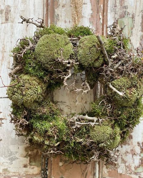 Moss Arrangements Floral Design, Moss Christmas Decorations, Moss Wreaths, Moss Wreath Diy, Floral Designs Arrangements, Living Wreath, Fall Decor Wreaths, Dried Wreath, Moss Wreath