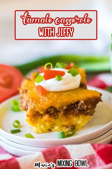 This tamale casserole with Jiffy mix combines classic tamale flavor with a Jiffy cornbread base for a tasty twist on a classic. Casserole With Jiffy Cornbread, Fiesta Recipes, Tamale Casserole, Jiffy Mix, Jiffy Cornbread Mix, Wonton Recipes, Hearty Dinner Recipes, Jiffy Cornbread, Cornbread Mix