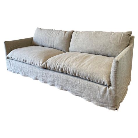 Slip Covered Sofa, Round Daybed, Cottage Sofa, Covered Sofa, Ashley Furniture Sofas, English Sofa, Custom Couches, Linen Couch, Upholstery Diy