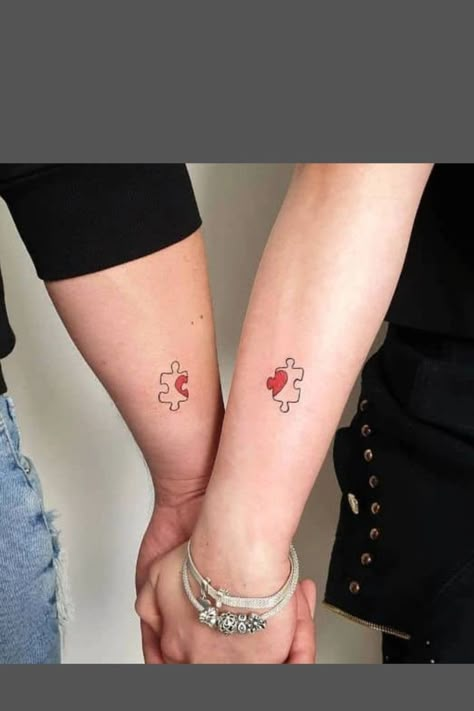 Puzzle Piece Tattoo, Matching Friend Tattoos, Best Couple Tattoos, Cute Couple Tattoos, Couple Tattoos Unique, Couple Tattoo, Matching Couple Tattoos, Matching Tattoo, Discreet Tattoos