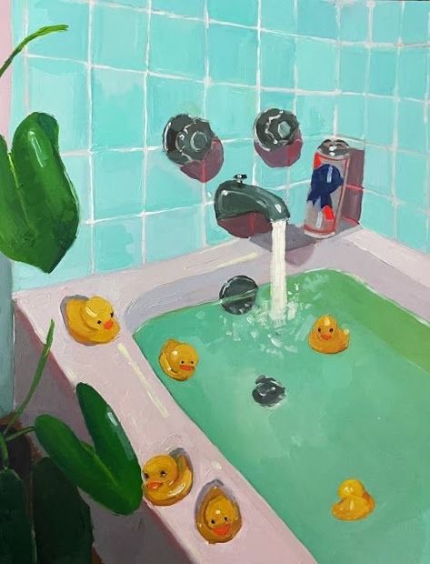 Artsy Painting, Oil Painting Ideas, Duck Art, Rubber Ducks, New Mommy, Arte Sketchbook, Arte Inspo, Like Art, Art Collage Wall