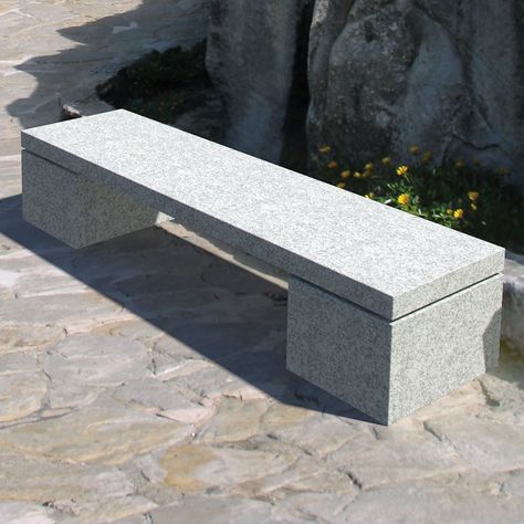 Granite Bench, Concrete Garden Bench, Cement Bench, Backyard Swings, Stone Lamp, Concrete Bench, New Countertops, House Floor Design, Outdoor Stone