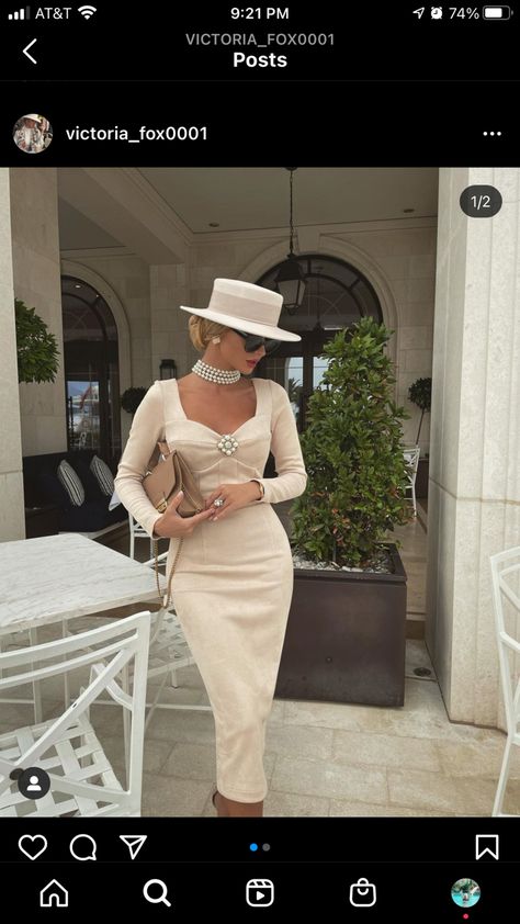 Dresses For The Races Classy, Classic Tea Party Outfit, Classy Races Outfit, Polo Races Outfits For Women, Ladies Tea Outfits, High Class Tea Party Outfit, Derby Tea Party Outfit, Paris Tea Party Outfit, All White Tea Party Outfit