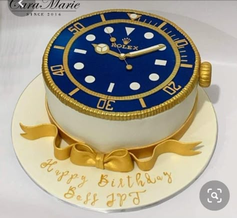 Watch Cake Ideas, Rolex Watch Cakes For Men, Watch Theme Cake, Rolex Party Theme, Rolex Birthday Cake, Watch Cake Designs For Men, Rolex Cake For Men, Rolex Watch Cake, Rolex Cake