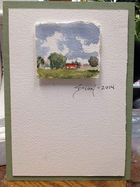 Watercolor Paintings Landscape, Tiny Watercolor Paintings, Tiny Watercolor, Mini Landscape, Tree Tattoos, Miniature Landscape, Paintings Landscape, Watercolour Inspiration, Paint Cards