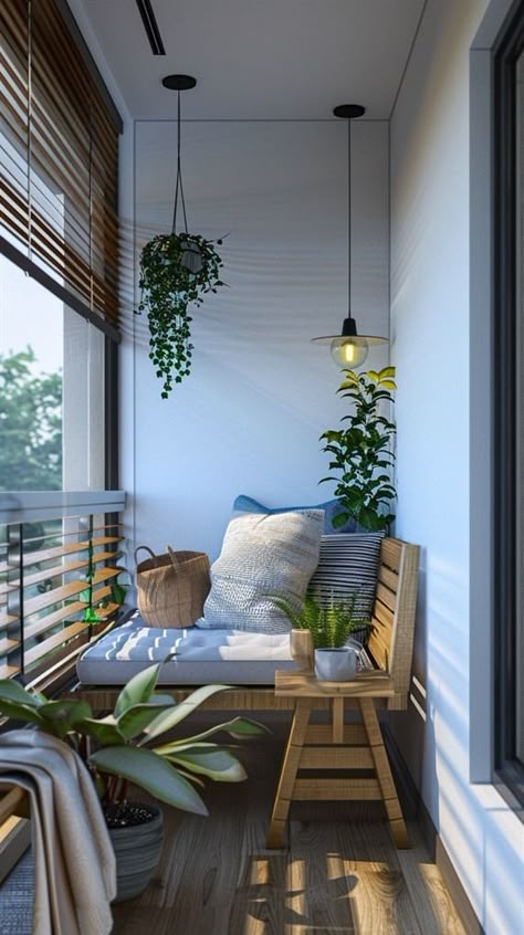 90+ Modern Balcony Ideas for Stylish Outdoor Living - DecorWithEva Tiny Terrace Ideas, Balcony Reading Nook, Balcony Nook, Reading Balcony, Tiny Balcony Ideas, Balcony Herbs, Small Balcony Garden Ideas, Tiny Outdoor Space, Modern Balcony Ideas