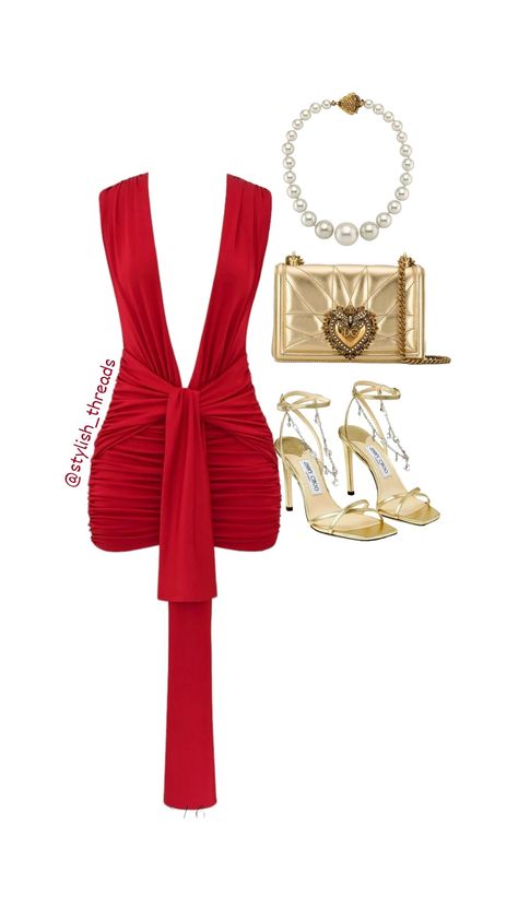 Red Dress Inspo Outfit, Elegant Red Dresses, Red Dress Accessories, Dresses Polyvore, Red Dress Outfit Night, Head Board, Outfit Red, Stylish Summer Outfits, High Fashion Outfits