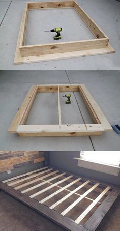 Platform Bed Designs Small Bedrooms, Bedroom Floors Ideas Cheap, Build A Bed Frame Diy, Sommiers Ideas, Playform Bed, Floating Bed Frame Plans, Platform Bed Ideas Bedrooms, Diy Floating Bed, Floating Bed Diy