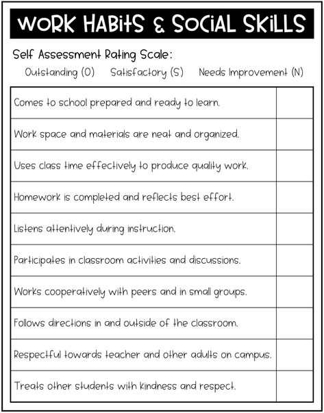 Student Self Evaluation Elementary, Self Evaluation For Students, Student Self Evaluation For Conferences, Student Self Assessment Elementary, Progress Report Comments, School Behavior Chart, Preschool Assessment Forms, Remarks For Report Card, Student Self Evaluation