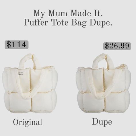 CREAM My Mum Made It puffer tote bag dupe. #AMAZONFINDS #PUFFERTOTE #MYMUMMADEIT #TRENDING #traveltote Ballet Leg Warmers, Puffer Tote Bag, My Mum Made It, Puffer Bag, Cotton Purse, Bday Gifts, Quilted Tote Bags, Handbags Casual, Quilted Totes