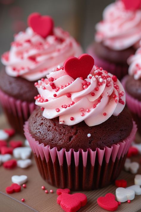 Delight in our Valentine's Day Cupcakes recipe, ideal for kids and grown-ups. These cupcakes are easy, cute, and feature creative yet simple decorations paired with tasty flavors. They're excellent for anyone looking for aesthetically pleasing and delicious treats. Browse ideas from straightforward to advanced to make everyone happy. Visit SimplyCalledFood.com for the entire Valentine's Day Cupcakes recipe and more simple and creative ideas for kids and Valentine's desserts. Cute Cupcake Decorating Ideas Simple, Heart Cupcakes Aesthetic, Valentines Cupcake Toppers, Cupcakes Simple Decoration, Valentines Day Cupcakes Ideas Creative, Cupcake Decor Ideas, Valentine S Day Cupcakes, Easy Cupcake Decorating Ideas Simple, Valentine Cupcake Decorating Ideas