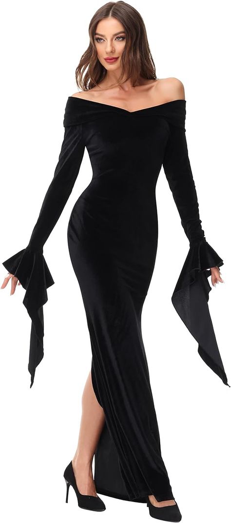 Morticia Addams Style Costume for Women offered through Amazon Morticia Addams Fantasia, Morticia Addams Style, Witch Dress Halloween, Morticia Addams Dress, Addams Morticia, Addams Family Halloween Costumes, Addams Family Halloween, Morticia Addams Costume, Halloween Costumes Adult