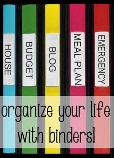 1st post in my Home Management Binder organization series! See all of the supplies you need to get your life organized with binders! Binders Organization, Meal Planning Binder, Business Bookkeeping, Bill Pay, Emergency Binder, Family Binder, Household Binder, Organizing Paperwork, Home Binder